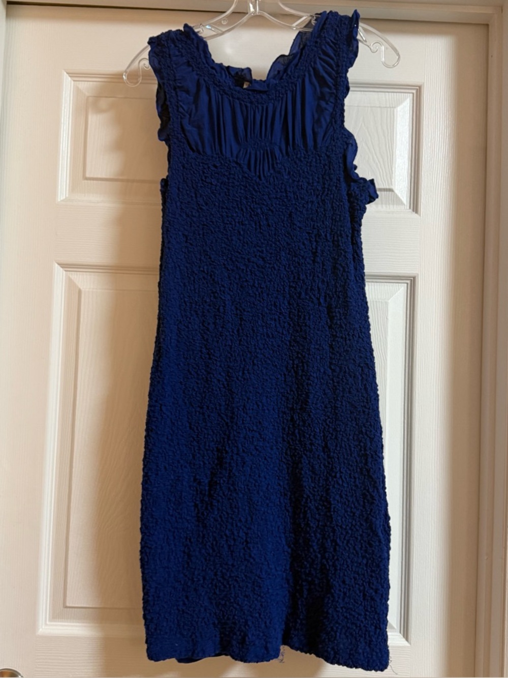 Anthropologie ruffle trim textured mini dress